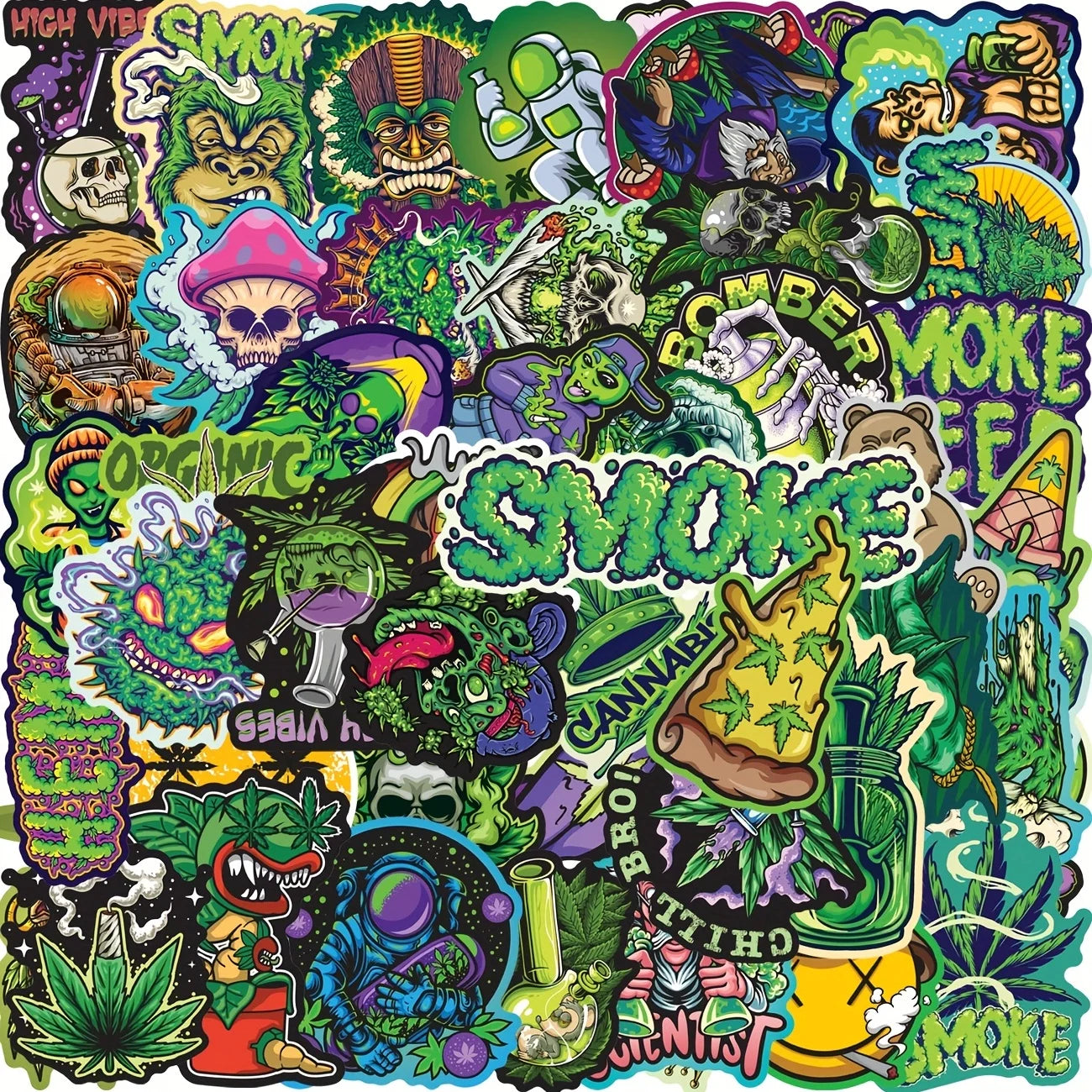 Lot de 50 autocollants smoke